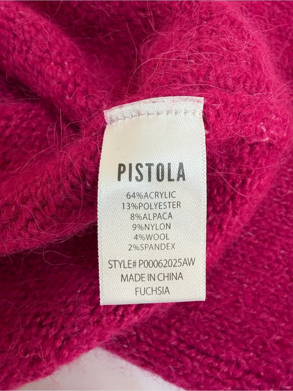 Pistola Women's Carlen Mock Neck Sweater Fuschia Size Medium - Picture 6 of 10
